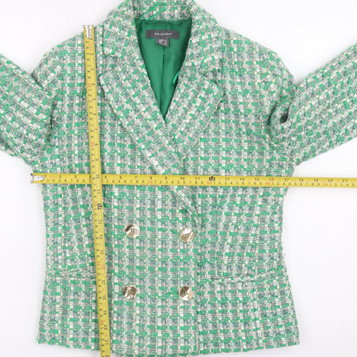 Primark Women Green Check Tweed Blazer Jacket Size 6