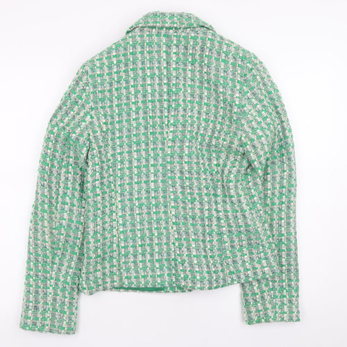 Primark Women Green Check Tweed Blazer Jacket Size 6