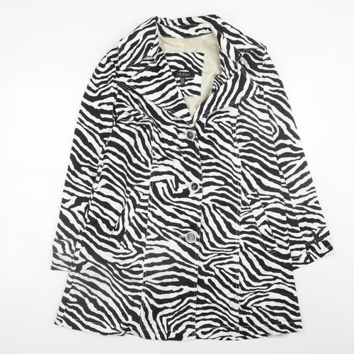 Femme Women's Black Zebra Print Cotton Trench Coat Size 16