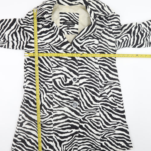 Femme Women's Black Zebra Print Cotton Trench Coat Size 16