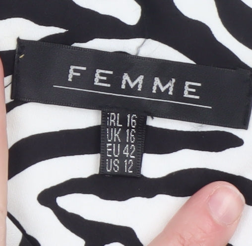 Femme Women's Black Zebra Print Cotton Trench Coat Size 16