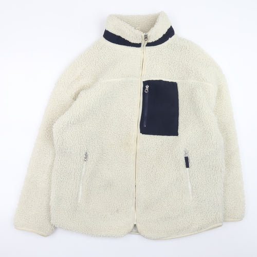 H&M Men’s Ivory Fleece Full Zip Jacket Size S Regular Fit