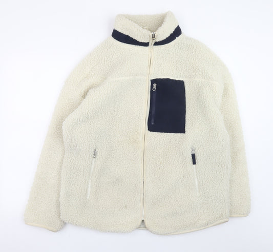 H&M Men’s Ivory Fleece Full Zip Jacket Size S Regular Fit