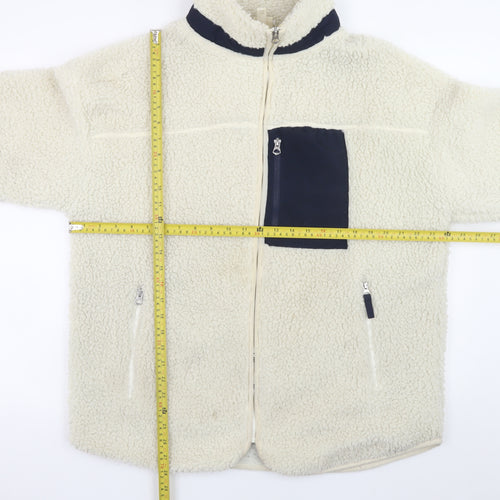 H&M Men’s Ivory Fleece Full Zip Jacket Size S Regular Fit