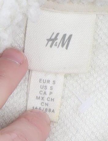 H&M Men’s Ivory Fleece Full Zip Jacket Size S Regular Fit