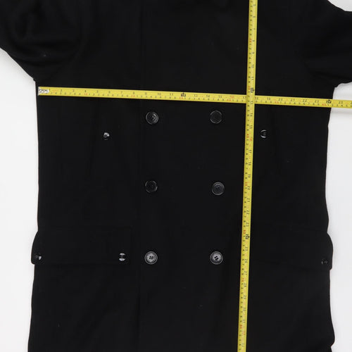 Austin Reed Men’s Black Wool Blend Double-Breasted Pea Coat XL