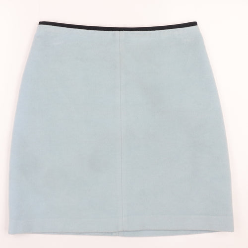 Marks and Spencer Women Blue Wool Blend Knee Length Pencil Skirt UK 8
