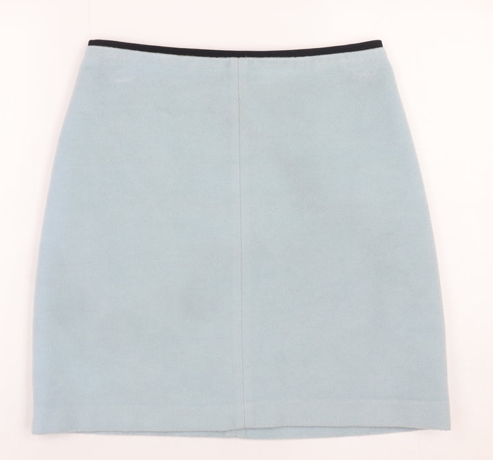 Marks and Spencer Women Blue Wool Blend Knee Length Pencil Skirt UK 8