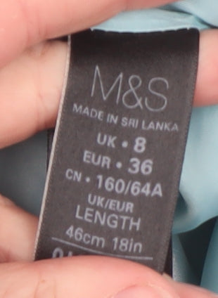Marks and Spencer Women Blue Wool Blend Knee Length Pencil Skirt UK 8