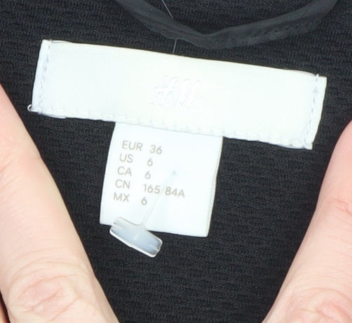 H&M Women’s Black Mid-Length Regular Fit Coat Size 8