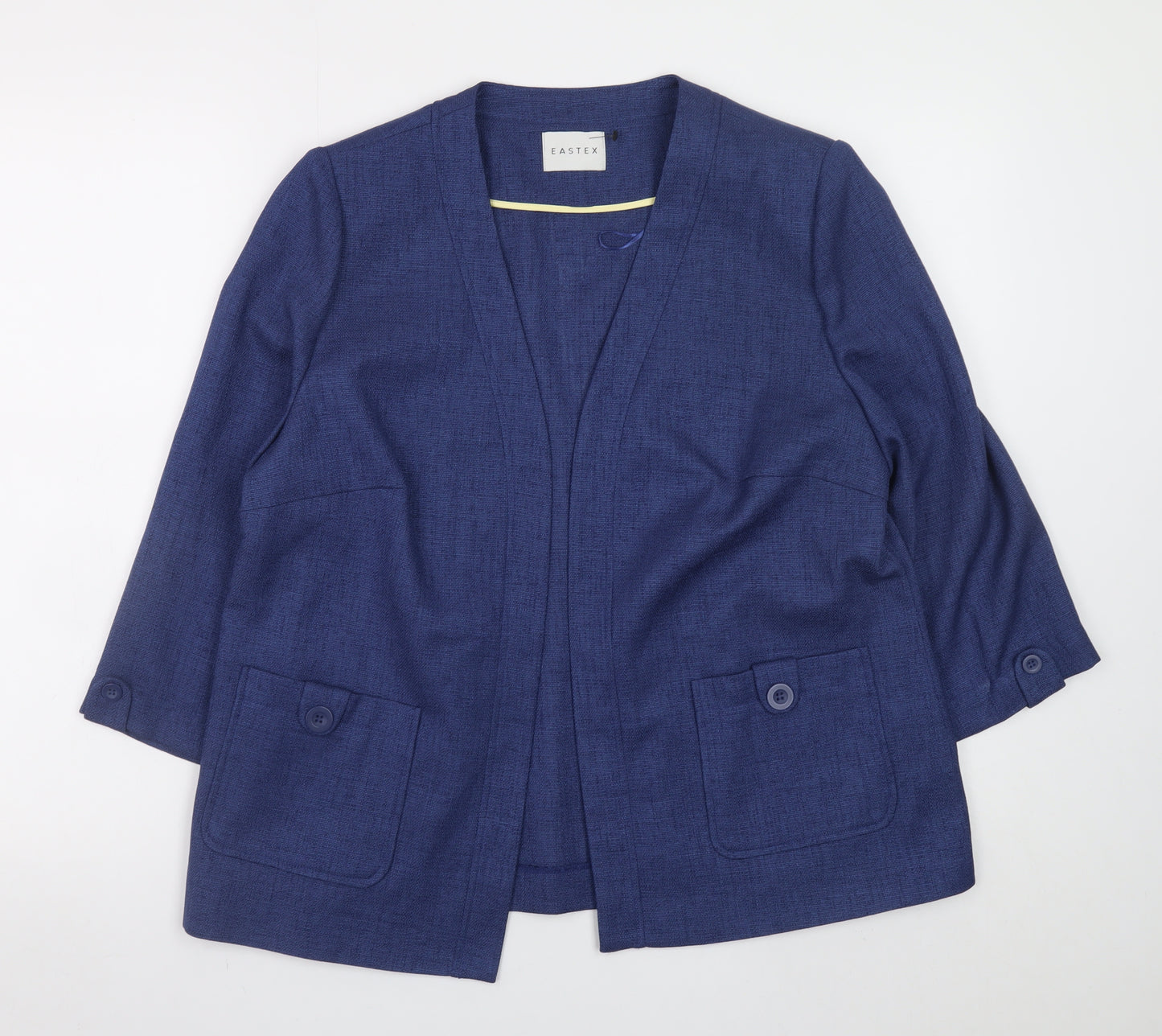 Eastex Women's Blue Size 14 Classic Mid-Length Blazer Jacket