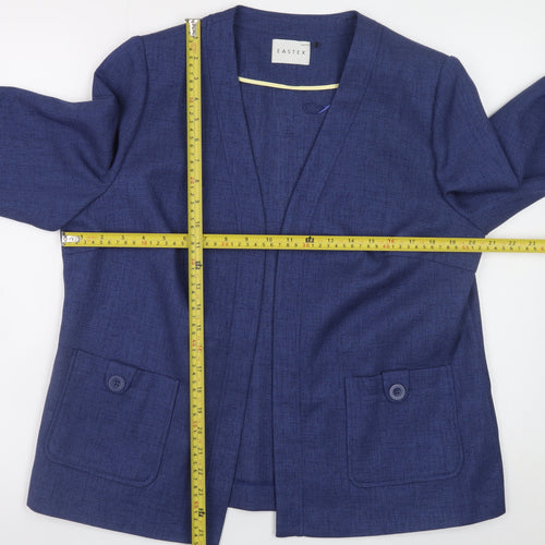 Eastex Women's Blue Size 14 Classic Mid-Length Blazer Jacket