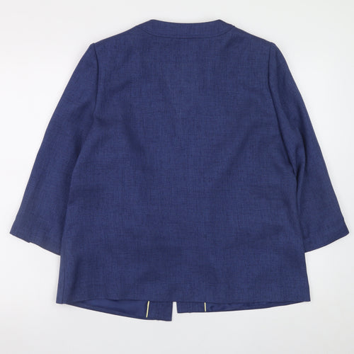 Eastex Women's Blue Size 14 Classic Mid-Length Blazer Jacket