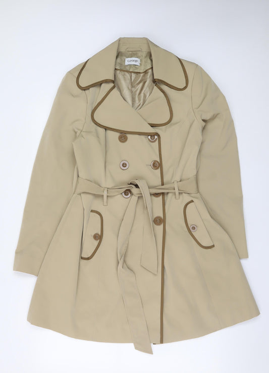 George Women’s Beige Trench Coat Size 16 Belted Mid-Length