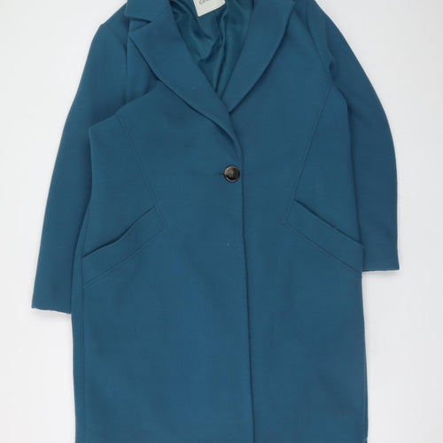 George Women's Teal Long Polyester Overcoat Size 16 Classic Style