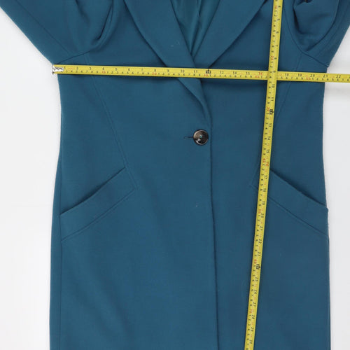 George Women's Teal Long Polyester Overcoat Size 16 Classic Style