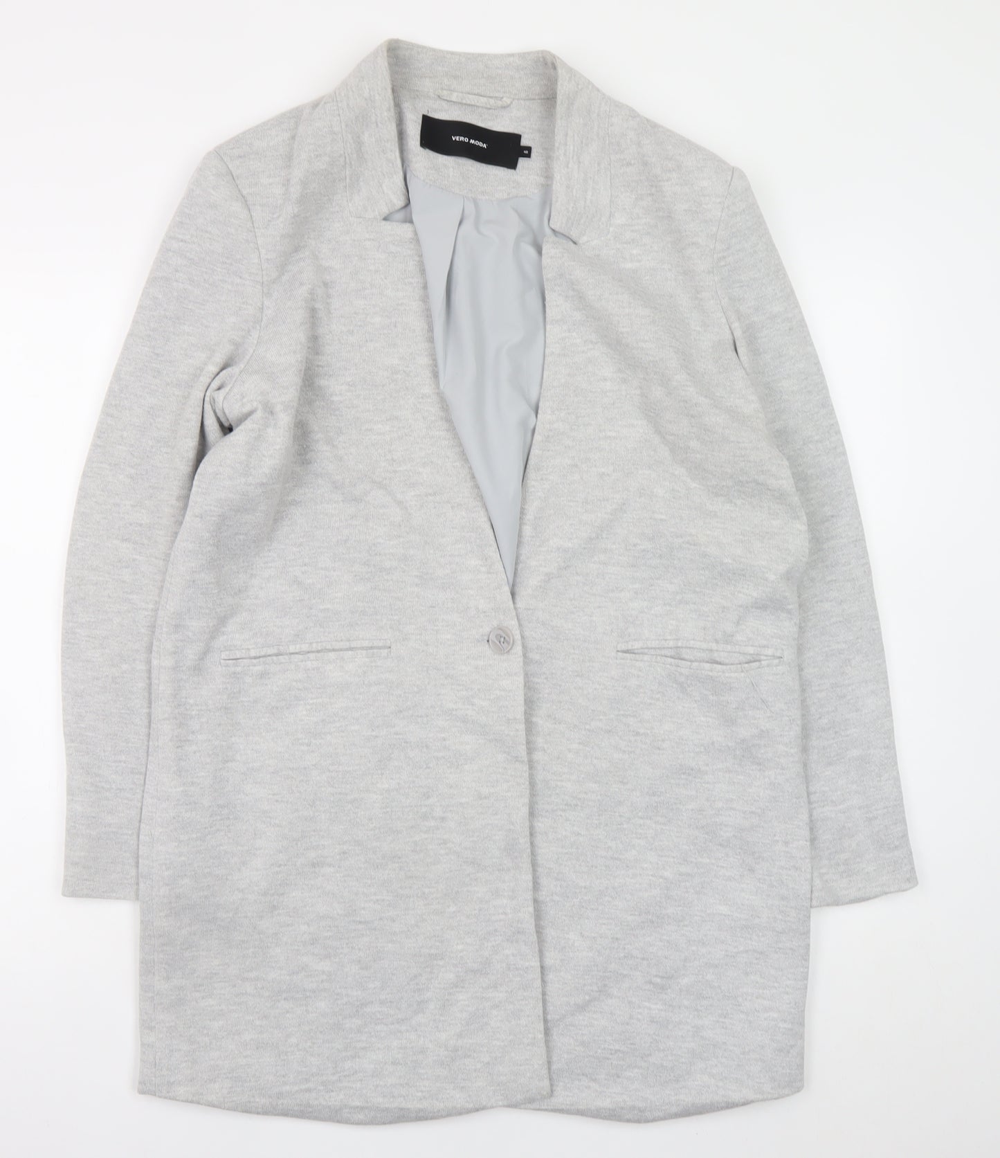 Vero Moda Women Grey Cotton Blend Mid-Length Coatigan Size 14