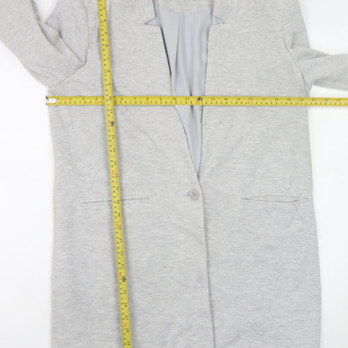 Vero Moda Women Grey Cotton Blend Mid-Length Coatigan Size 14