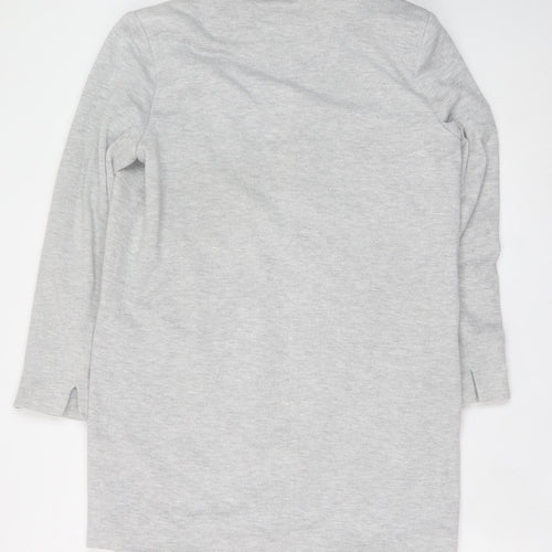Vero Moda Women Grey Cotton Blend Mid-Length Coatigan Size 14