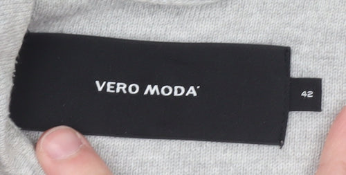 Vero Moda Women Grey Cotton Blend Mid-Length Coatigan Size 14