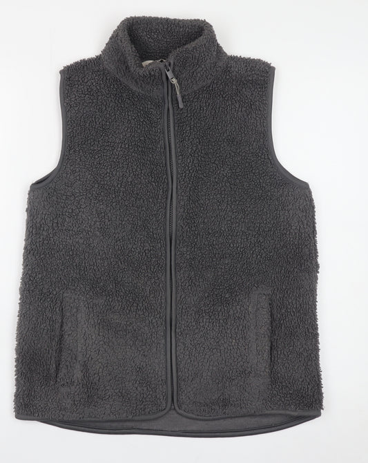 Tu Womens Grey Fleece Zip Waistcoat Size 8 Sleeveless Bodywarmer
