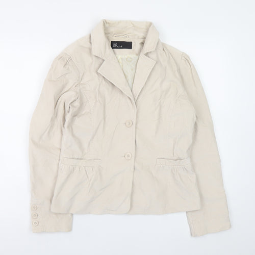 BHS Women Beige Cotton Blazer Jacket Size 12 Classic Style