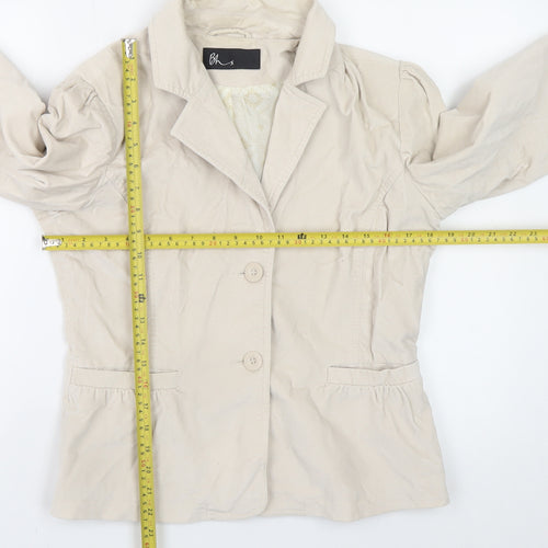 BHS Women Beige Cotton Blazer Jacket Size 12 Classic Style