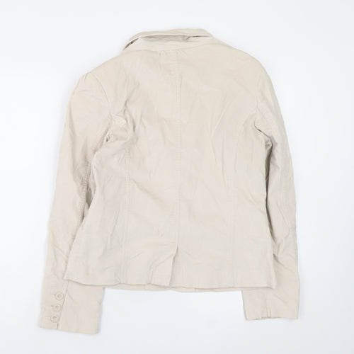BHS Women Beige Cotton Blazer Jacket Size 12 Classic Style