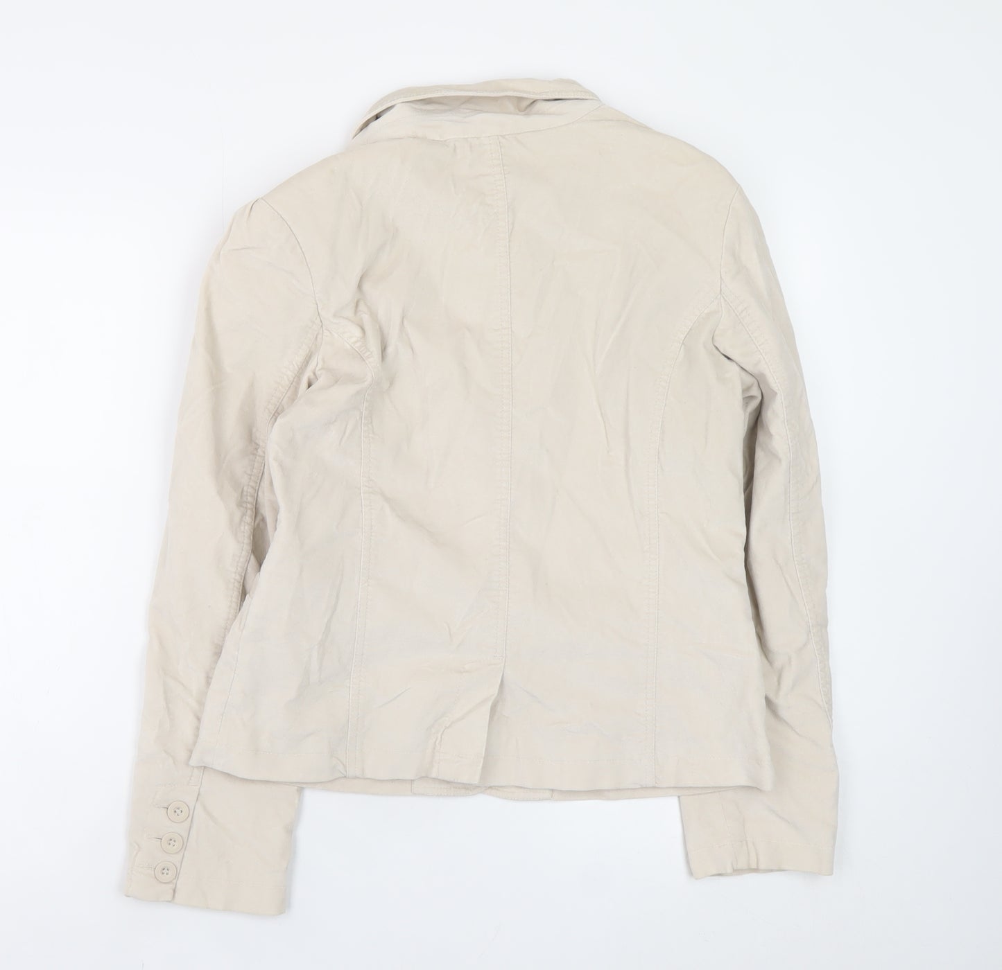 BHS Women Beige Cotton Blazer Jacket Size 12 Classic Style