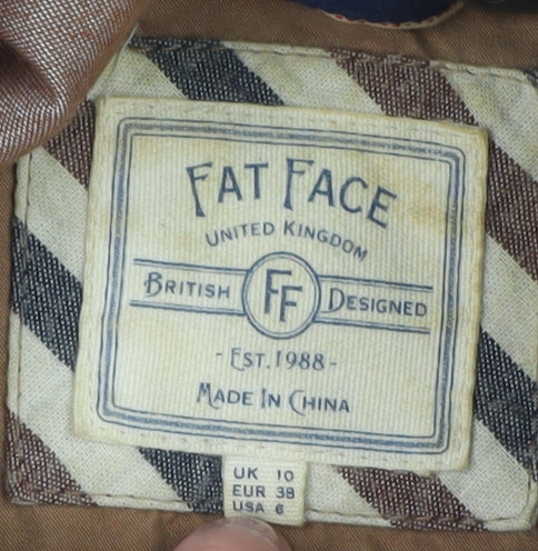 Fat Face Womens Beige Hooded Parka Coat Size 10 Cotton Mid-Length