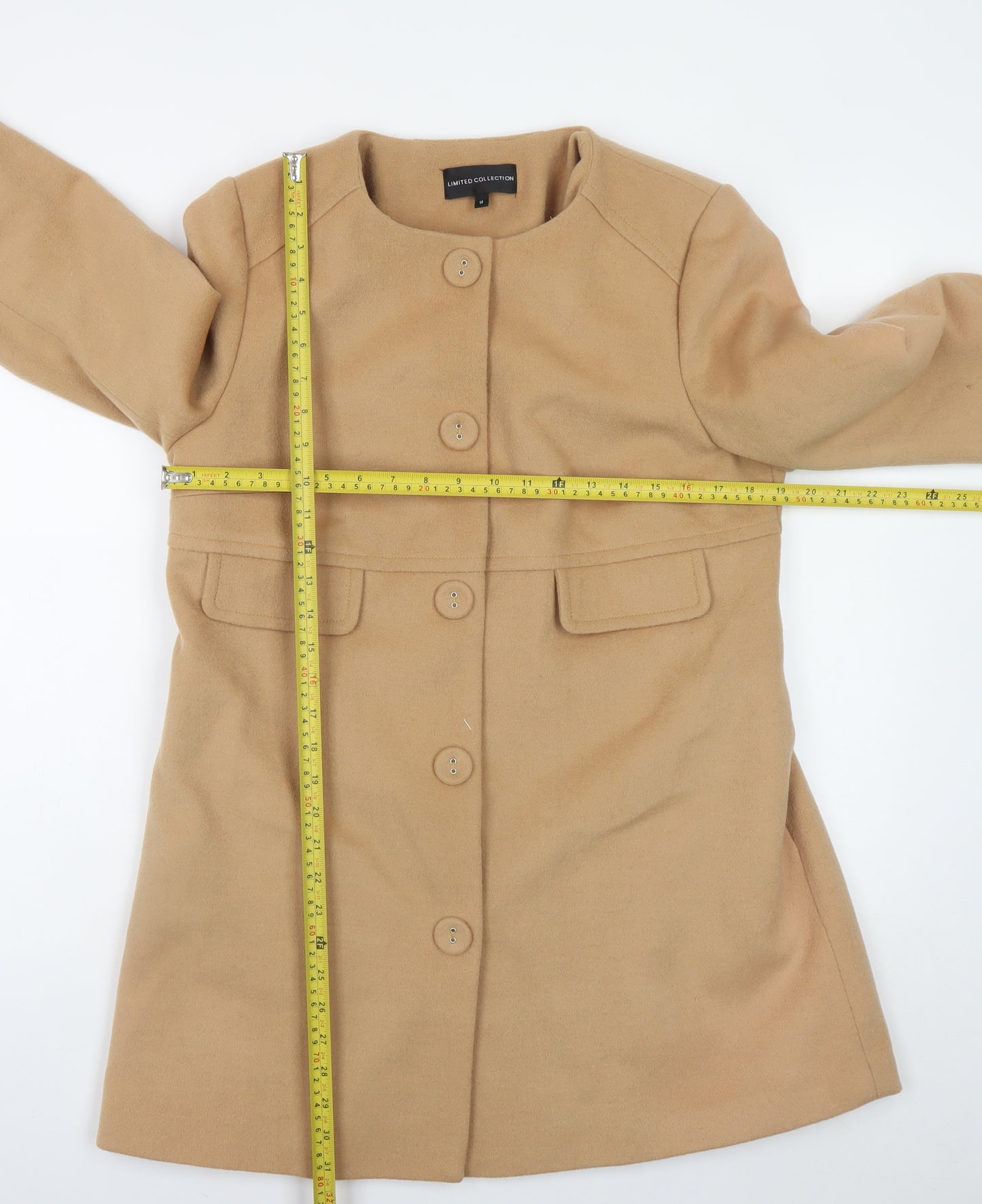 Marks and Spencer Women’s Beige Wool Blend Mid-Length Coat Size 14