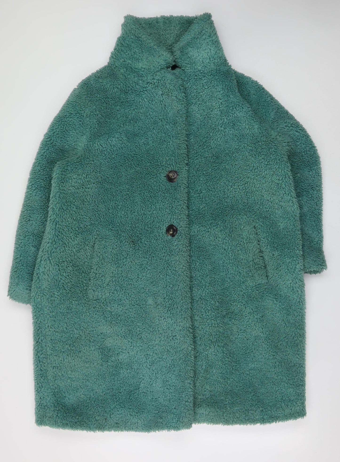 Papaya Petite Green Teddy Coat Women's Size 18 Polyester Mid-Length