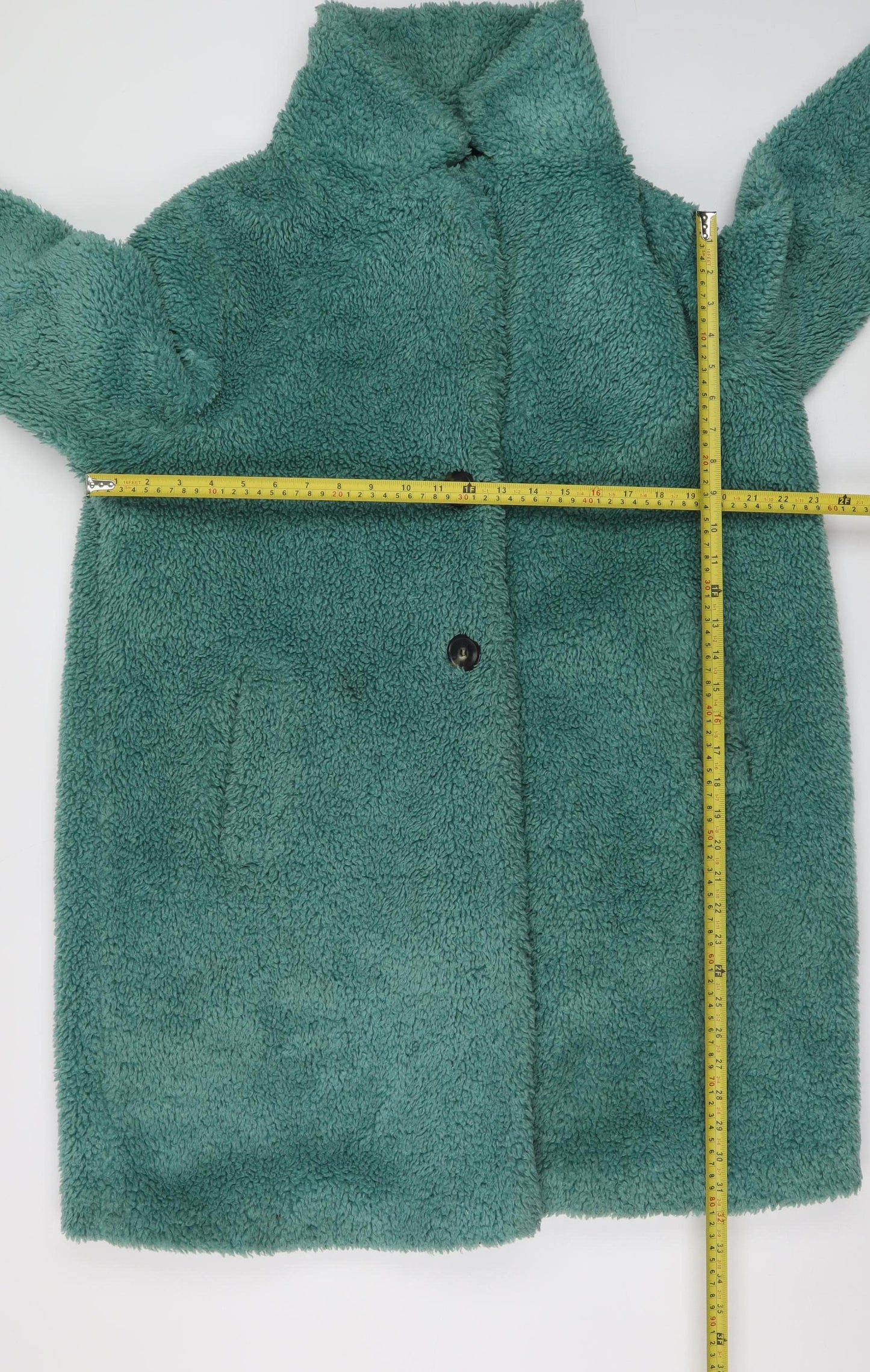 Papaya Petite Green Teddy Coat Women's Size 18 Polyester Mid-Length