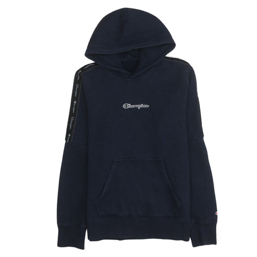 Champion Men's Blue Pullover Hoodie Medium Logo Fleece Sweatshirt