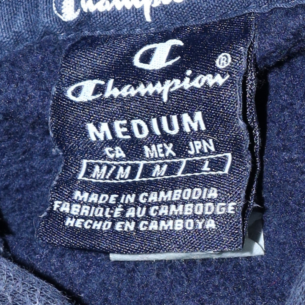 Champion Men's Blue Pullover Hoodie Medium Logo Fleece Sweatshirt