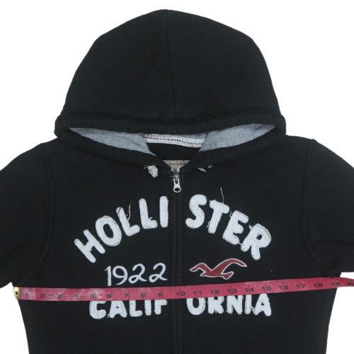Hollister Women’s Black Full Zip Hoodie Large Fleece Lined Casual