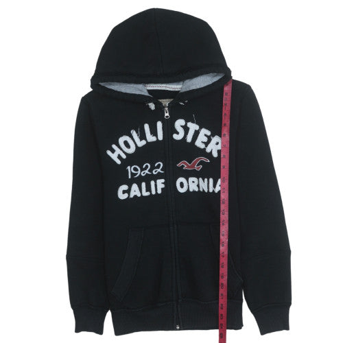 Hollister Women’s Black Full Zip Hoodie Large Fleece Lined Casual
