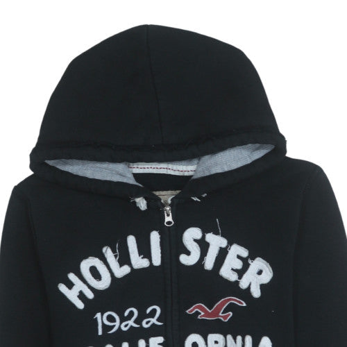 Hollister Women’s Black Full Zip Hoodie Large Fleece Lined Casual