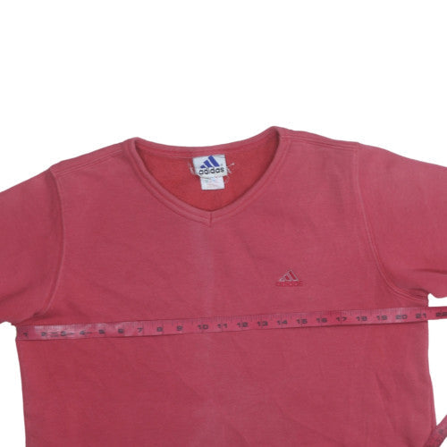 Adidas Women’s Red V-Neck Pullover Sweatshirt Size M Cotton