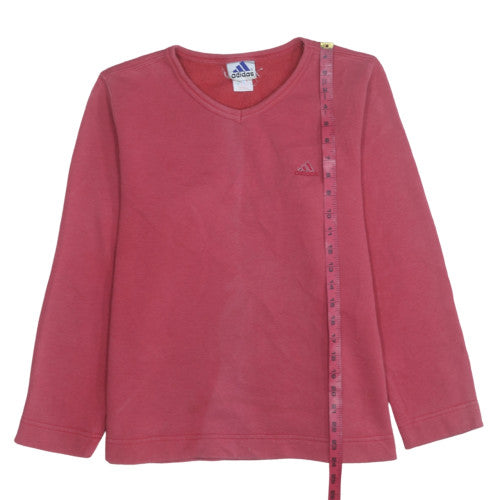 Adidas Women’s Red V-Neck Pullover Sweatshirt Size M Cotton