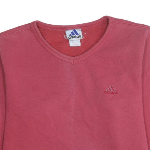 Adidas Women’s Red V-Neck Pullover Sweatshirt Size M Cotton