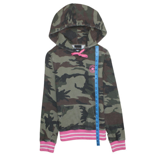 Converse Women’s Camouflage Pullover Hoodie Small Green Pink Trim