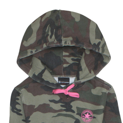 Converse Women’s Camouflage Pullover Hoodie Small Green Pink Trim