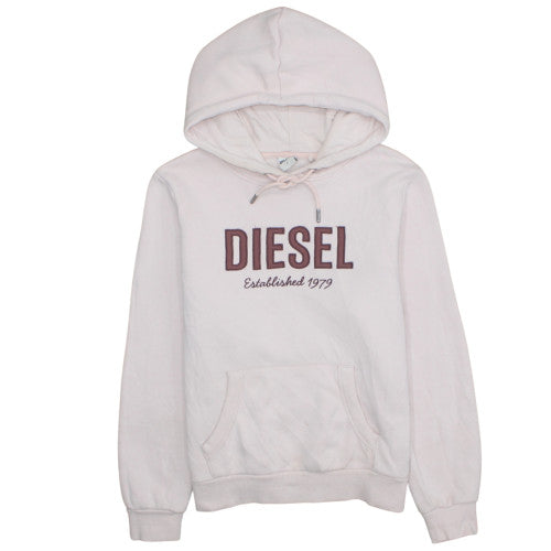 Diesel Womens Beige Small Pullover Hoodie with Logo Embroidery
