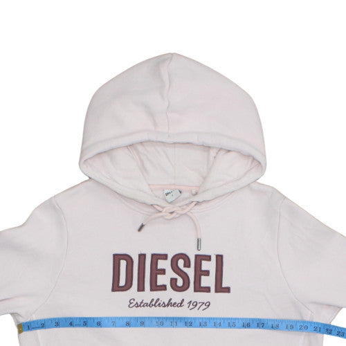 Diesel Womens Beige Small Pullover Hoodie with Logo Embroidery