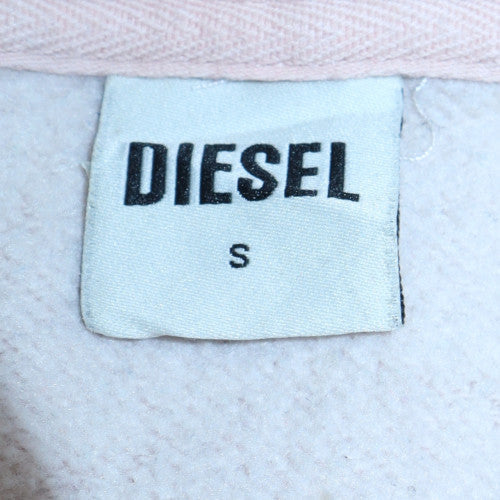 Diesel Womens Beige Small Pullover Hoodie with Logo Embroidery