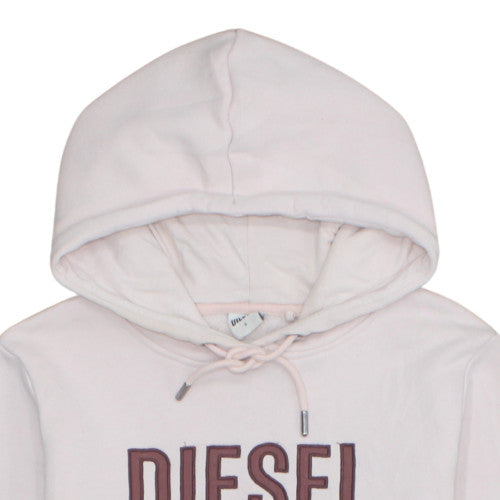 Diesel Womens Beige Small Pullover Hoodie with Logo Embroidery