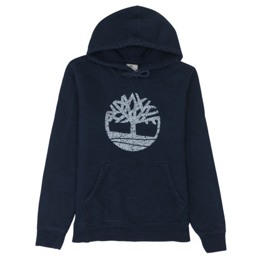 Timberland Men's Blue Pullover Hoodie Regular Fit S Logo Fleece