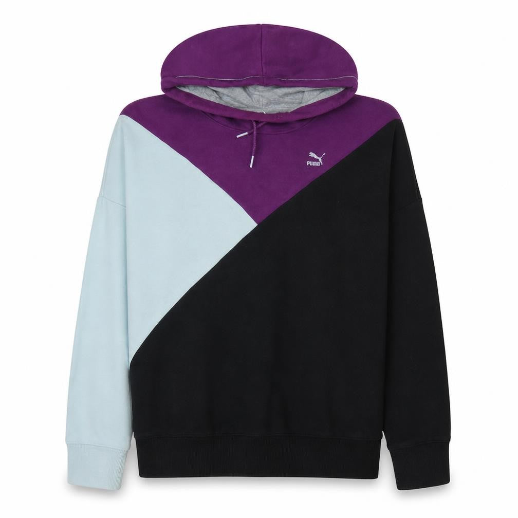 Puma Women’s Purple Black Colourblock Pullover Hoodie UK 14
