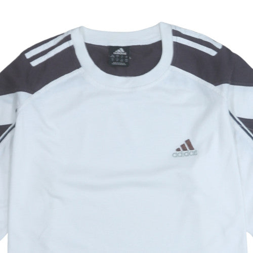 Adidas Men's White and Black Short Sleeve Crew Neck Sports T-Shirt Size L